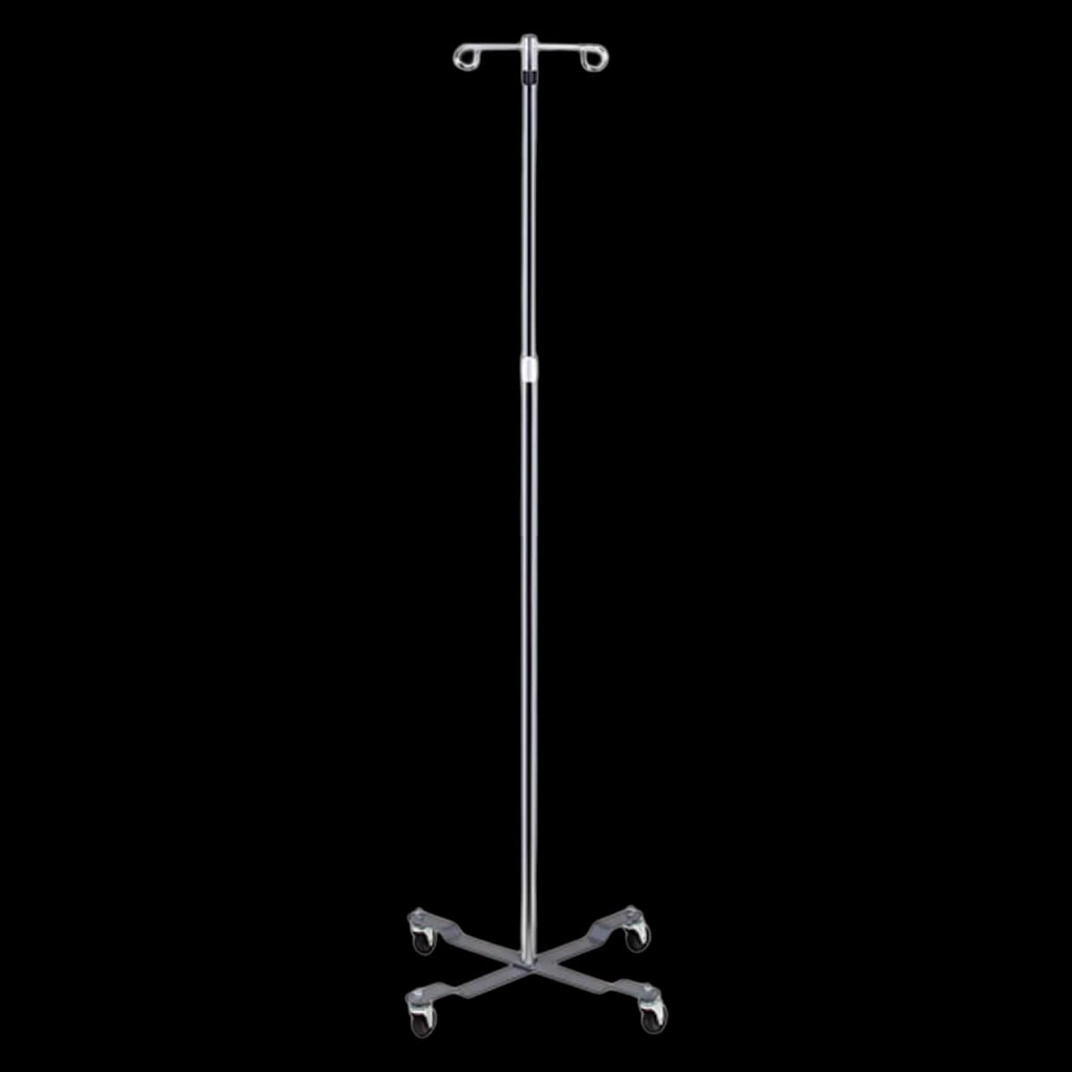 Clinton Industries IV Pole, 2-Hook, 4-Leg, Adjustable Height - IV Pole 2-Hook 4-Leg - Image 1