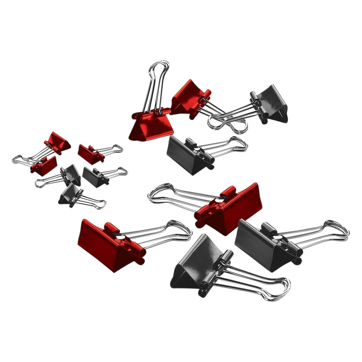 Binder Clip, Medium, 1-1/4" Wide, 5/8" Capacity, Black/Red/White, 24/Pack - Binder Clip OD 1-1/4" - Image 1