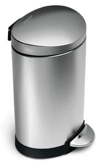 Simplehuman Semi-Round Step Trash Can, Brushed Stainless Steel, 1.6 Gallon, 6/Package - Step Can Semi-Rnd Brushd Steel - Image 1