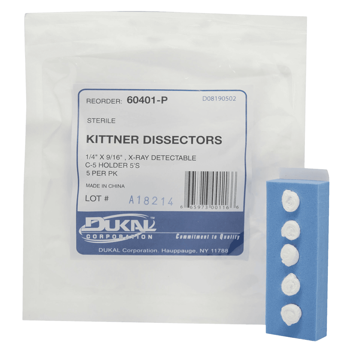 Sterile Kittner Dissectors, 1/4" x 9/16", Cotton, X-Ray Detectable, Case of 40 - Sterile Kittner Dissectors 1/4" x 9/16" Case of 40 - Image 1
