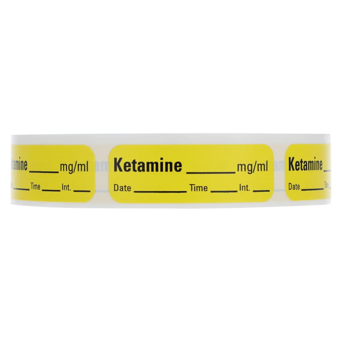 Precision Dynamics Corp Label Ketamine, Anesthesia DTI, mg/ml, Yellow, 1-1/2" x 1/2", 600/Roll - Label Ketamine - Image 1