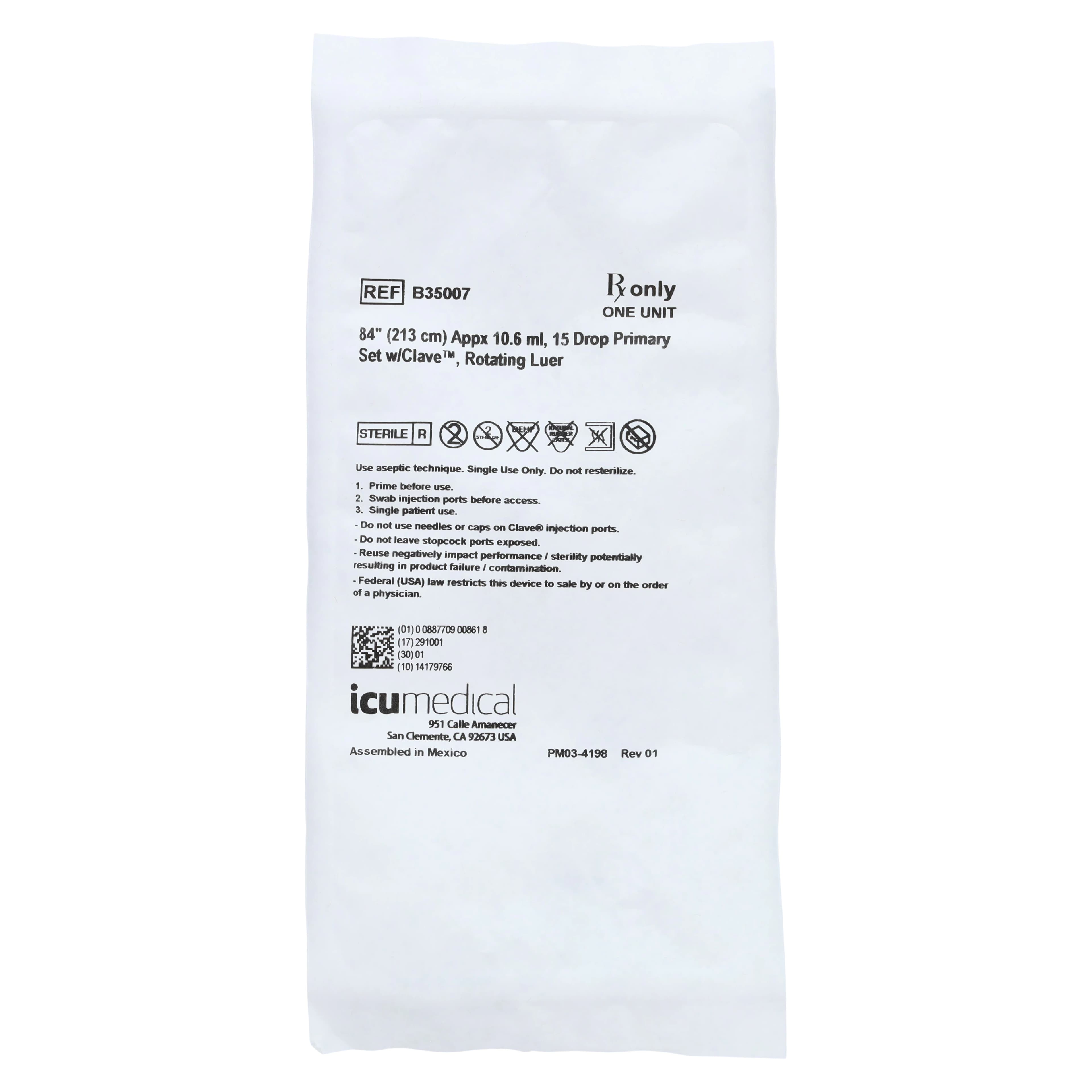 IV Primary Set Bravo 24, 15 Drops/mL, 84", 1-Port, 50/Case - IV Primary Set 15Drop 1-Port - Image 1