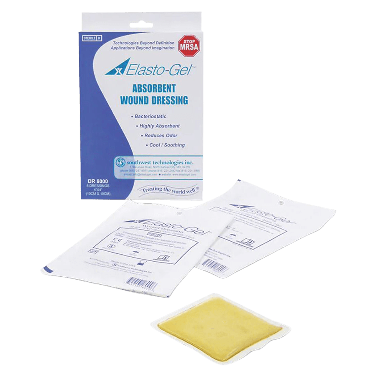 Elasto-Gel Hydrogel Wound Dressing, 4x4" Sterile, Yellow, Latex-Free - Dressing Wound Elasto-Gel - Image 1