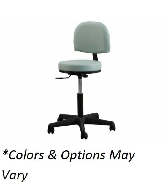 Oakworks Pneumatic Exam Stool with Backrest, High Height, 300 lb Capacity - Stool Pneumatic w/Bkrst Hi Ht - Image 1