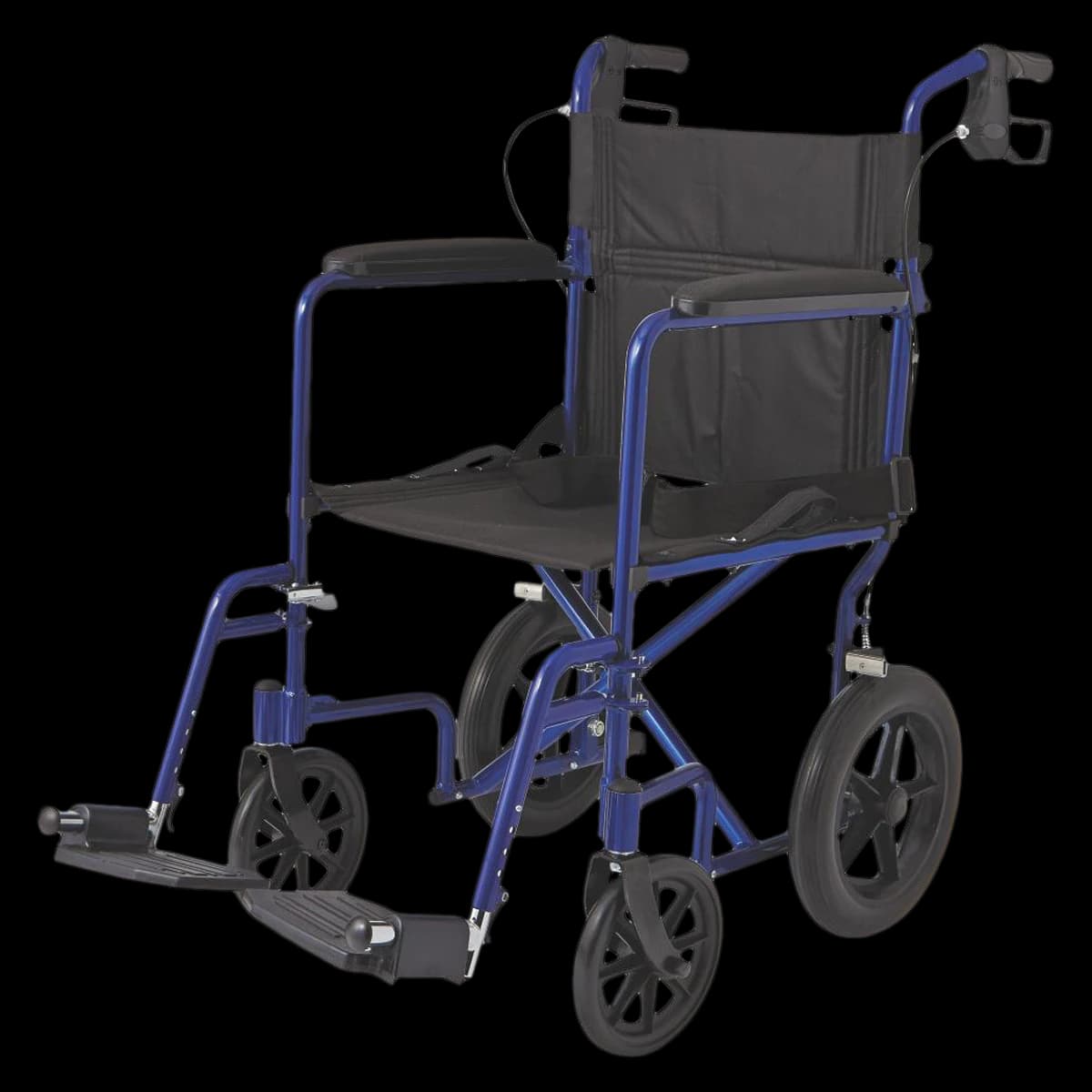 Medline Aluminum Transport Wheelchair, 19" Seat, Blue, 300 lb Capacity - Wheelchair Aluminum 19"Blue - Image 1