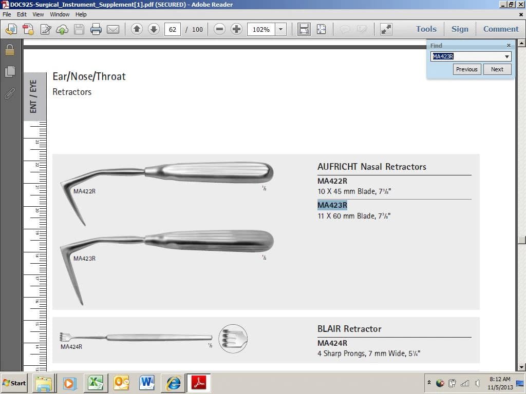 Aufricht Retractor Nasal 7-3/8" - Aufricht Retractor Nasal 7-3/8 - Image 1