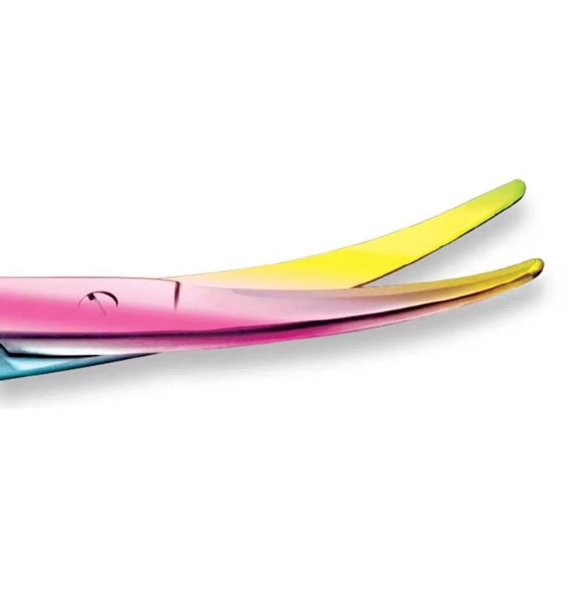 Gynex Hysterectomy Scissors, Curved 8", Titanium/TiO Coated, Rainbow Finish - Scissors Hystr Ti Rainbow - Image 1