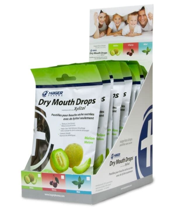 Miradent Xylitol Drops - Melon, Display Box of 12 Packs (26 pieces/pack), 630185 - Miradent Xylitol Drops - Melon - Image 1