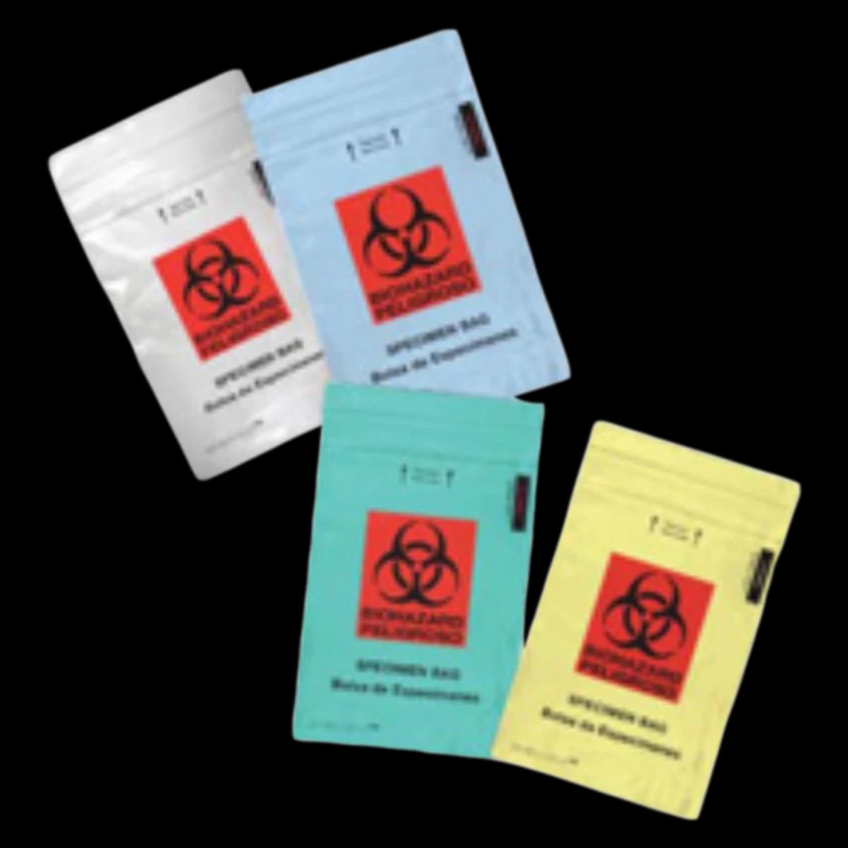 Speci-Zip Biohazard Specimen Bag, 6x9", Green Zip Closure with Biohazard Symbol, 2 Pockets/3 Wall, 1000/Case - Specimen Bag Biohaz Zip 2Pckt - Image 1