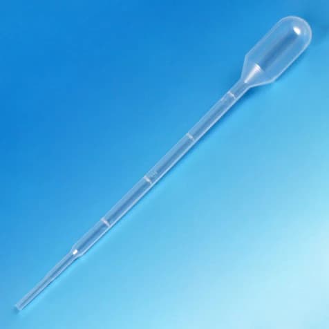 Globe Scientific Transfer Pipet, 3mL Graduated, 140mm, Small Bulb, Sterile, Individually Wrapped, 100/Package - Pipette Transfer Sterile - Image 1