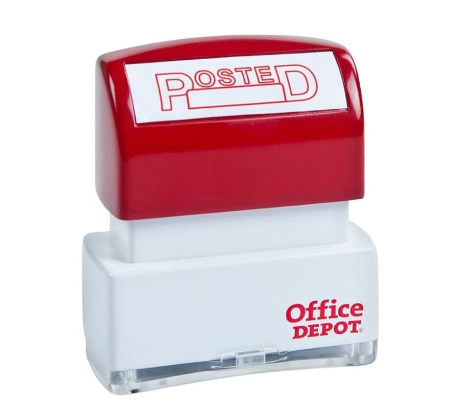Office Depot Brand Pre-Inked Message Stamp "Posted", Red, Each - Stamper Pre-Inked POSTED Red - Image 1