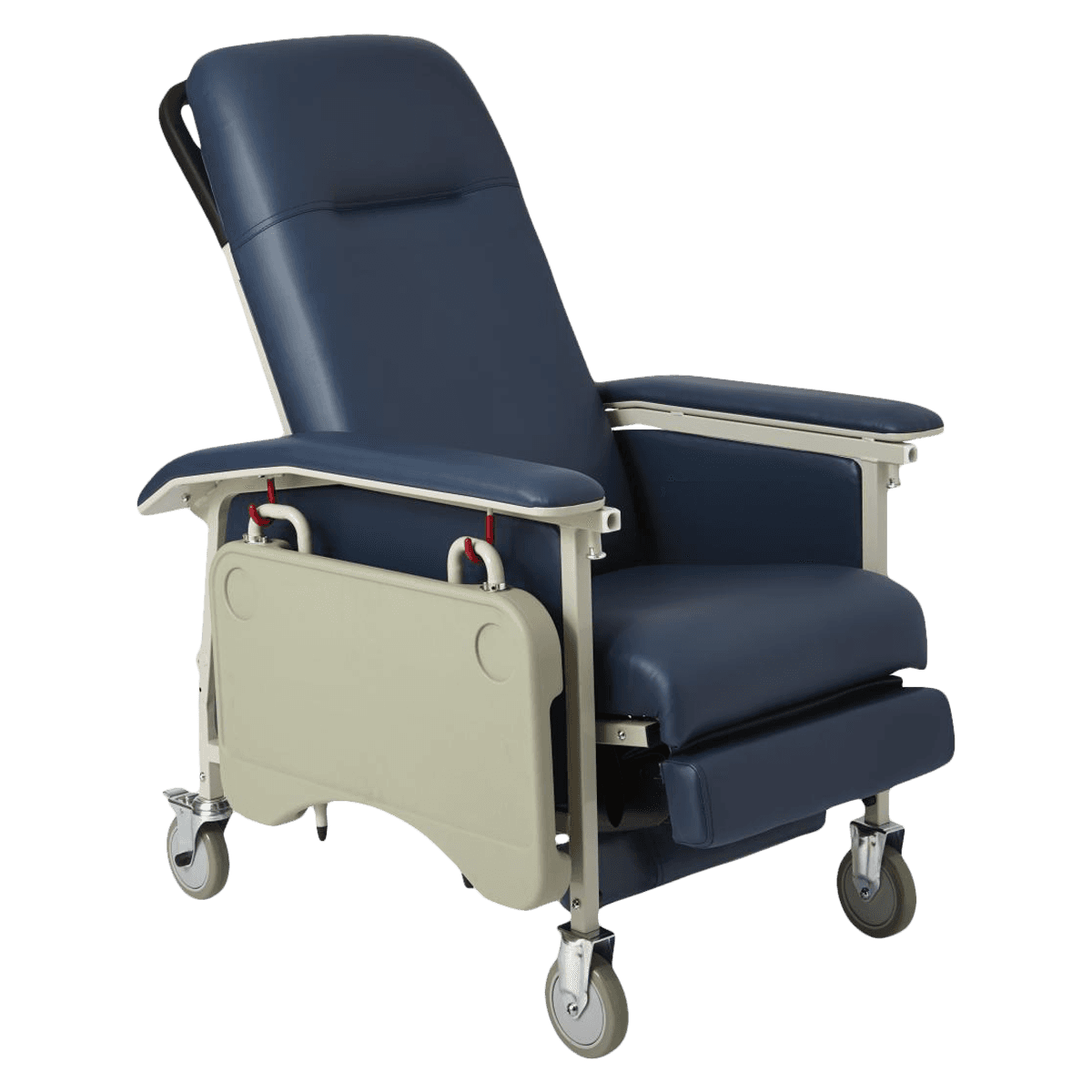 Medline ComfortEZ Clinical Recliner with Tray, Vinyl, Blue, 300 lb Capacity - Recliner ComfortEZ w/Tray - Image 1