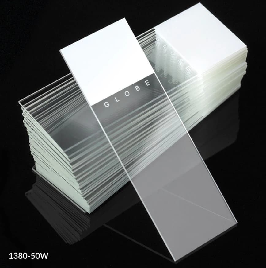 Globe Scientific Diamond Frosted Microscope Slides, 25x75mm, White Glass, 90° Ground Edges, 1440/Case - Diamond Slide Glass/Frost Wht - Image 1