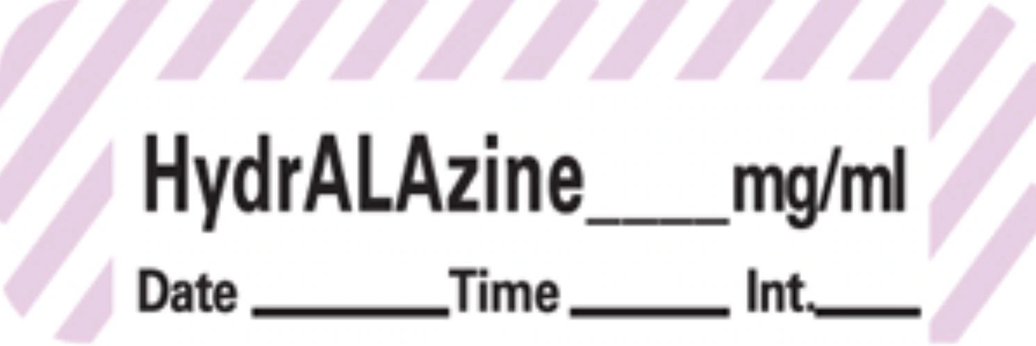 Precision Dynamics Anesthesia Label, Hydralazine mg/mL, White/Violet, 1-1/2" x 1/2", 600/Roll - Labels Hydralazine Vio/Wht - Image 1