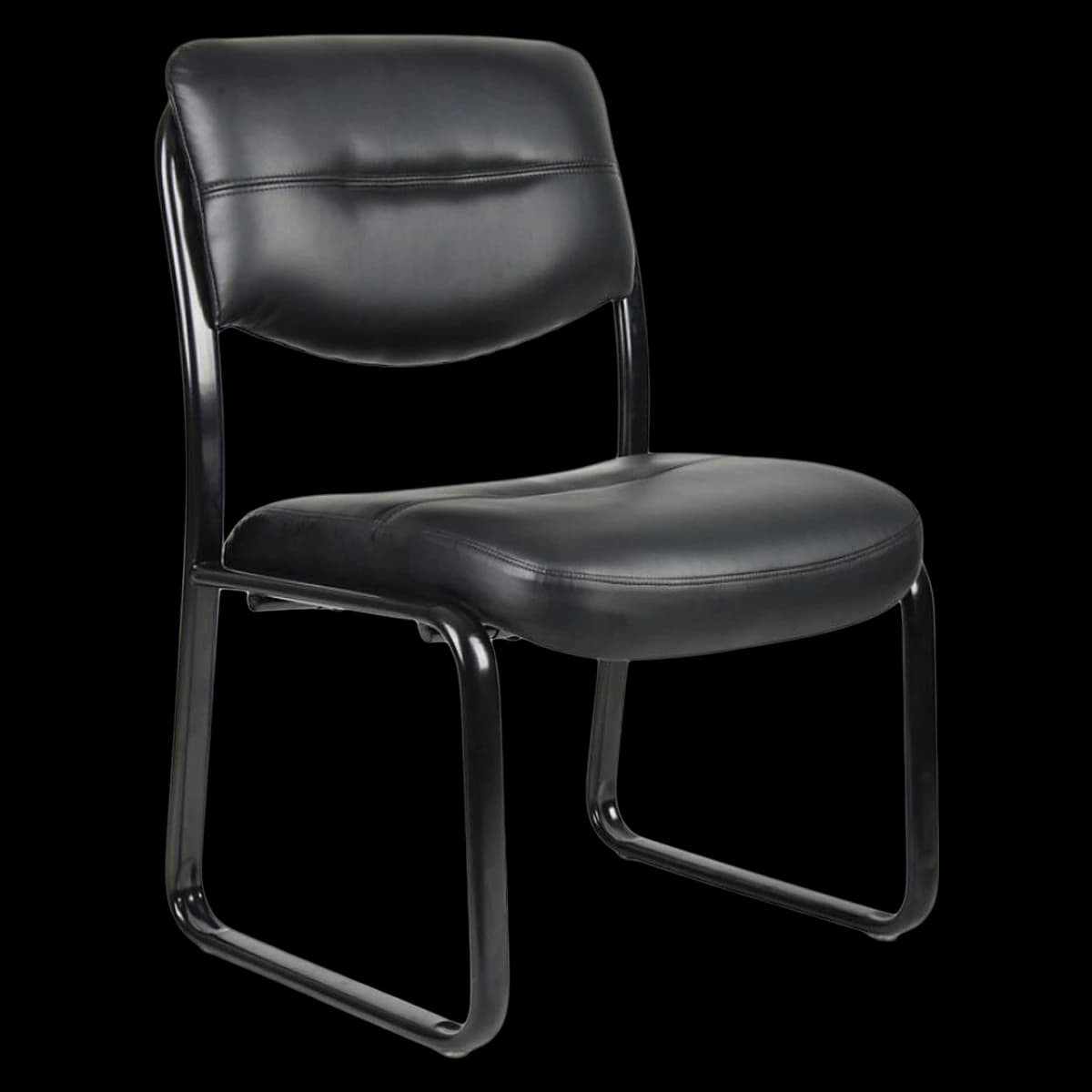 Boss Office Products LeatherPlus Guest Chair, Antimicrobial Vinyl, Black, Steel Frame, 250 lb Capacity - Chair Guest Blk Stl 250lbCpc - Image 1