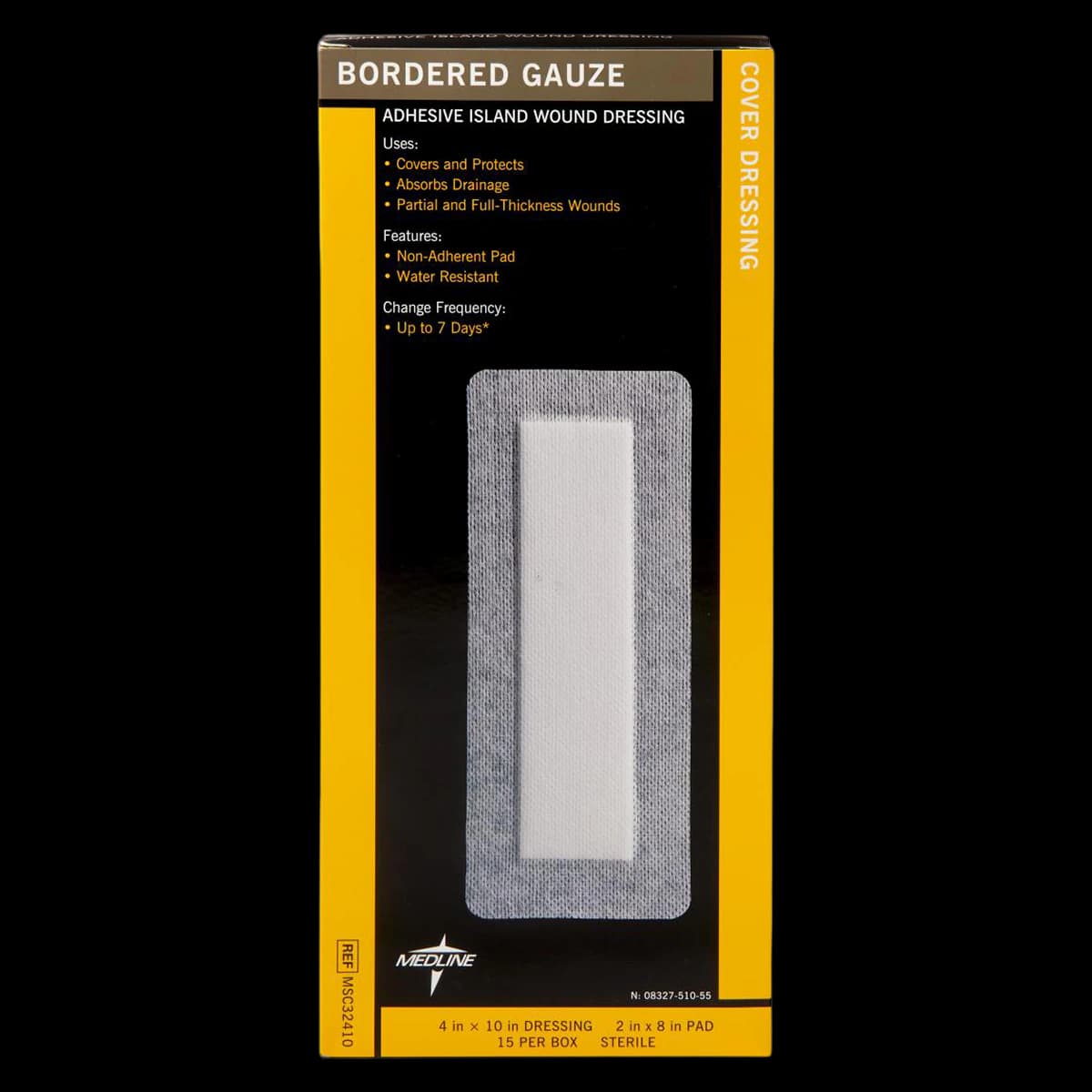 Medline MED Gauze Border Sterile Island Dressing, 10" x 4", Adhesive, Non-Latex - MED Gauze Border Sterile - Image 1