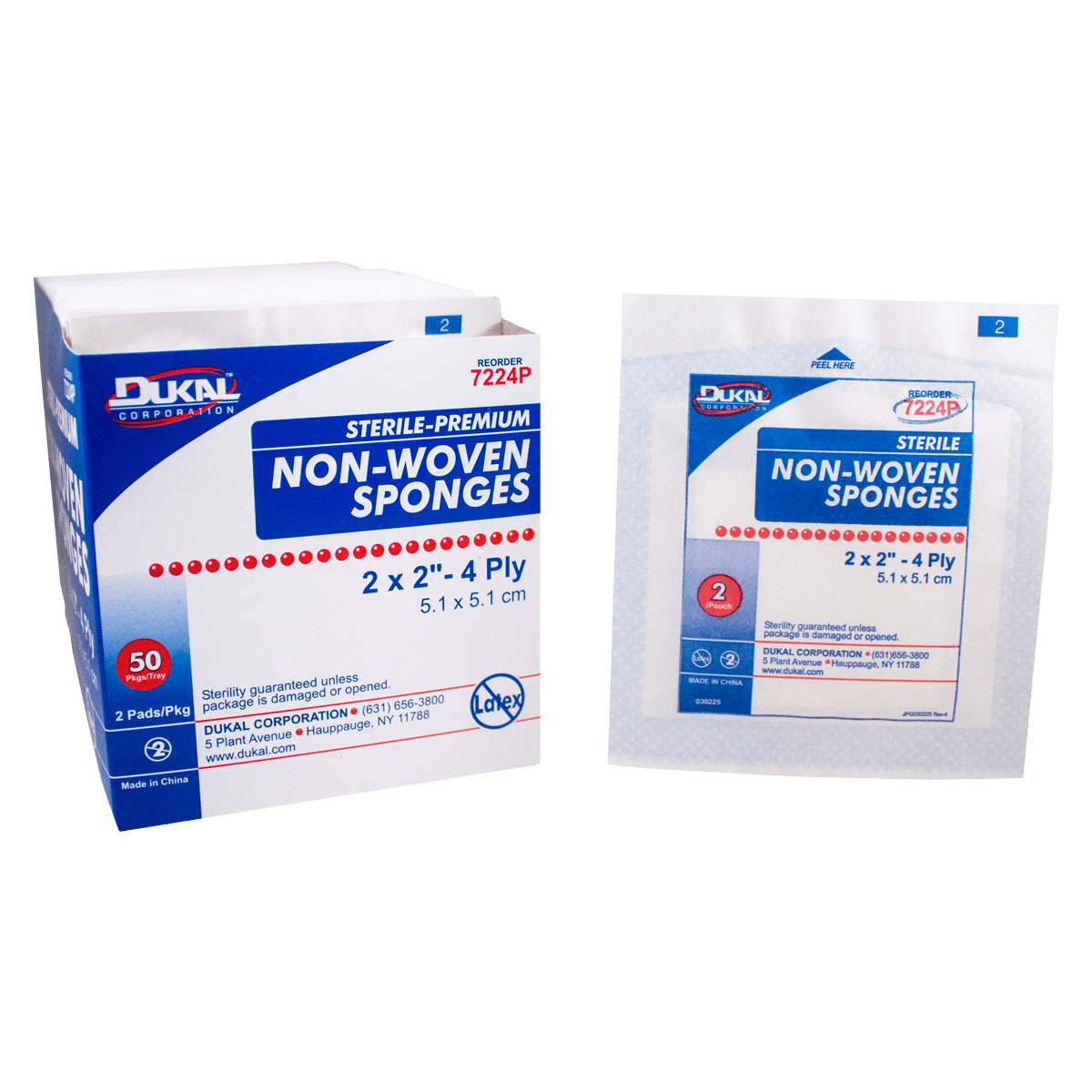 Dukal Premium Non-Woven Sponge, 2x2", 4 Ply, Sterile, 2 per Pouch, 50 Pouches/Box, 30 Boxes/Case - Sponge Premium Nonwvn 4Ply ST - Image 1