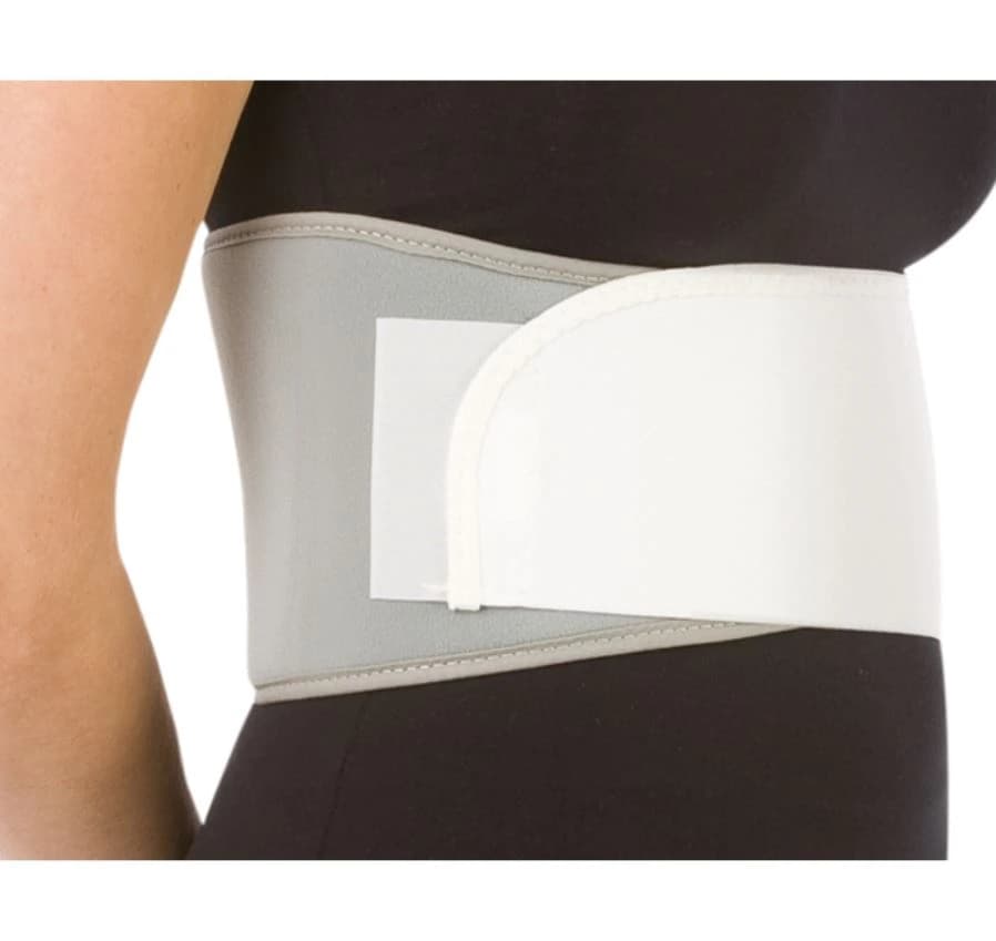 Procare Belt Rib Elastic, Adult, White/Gray, 24-50" - Belt Rib Elastic White/Gray - Image 1
