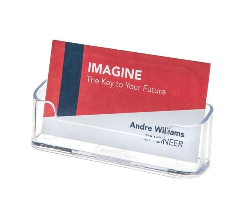 Deflect-O Single-Compartment Business Card Holder, Clear, 50-Card Capacity - Holder Bus Card Deflect-O Clr - Image 1