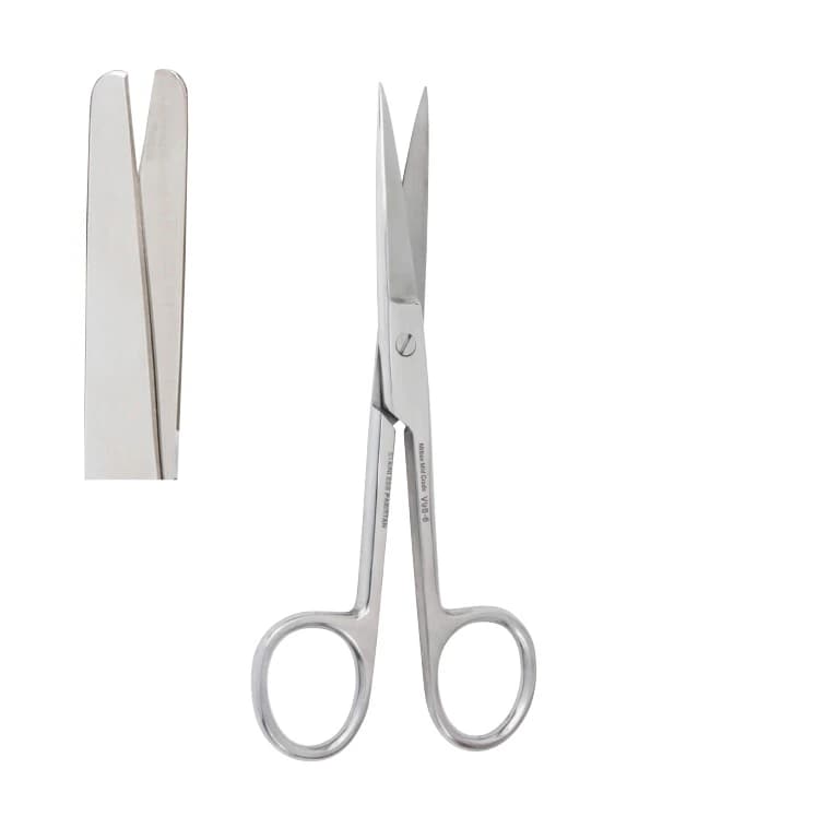 Vantage Operating Scissors, Straight, 4-1/2" (11.4 cm), Stainless Steel, Black/Black Handles - OR Scissors, 4-1/2, Str, B/B - Image 1