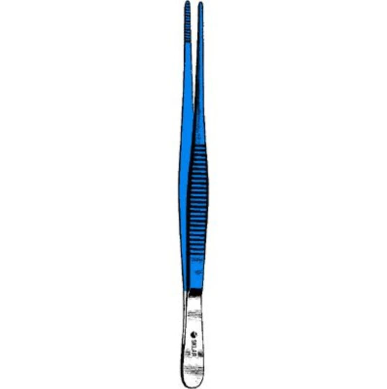 Sklar Blue Stainless Steel/Coated Dressing Forcep, Straight, Serrated, Each - Forcep Dressing LEEP Serrated - Image 1