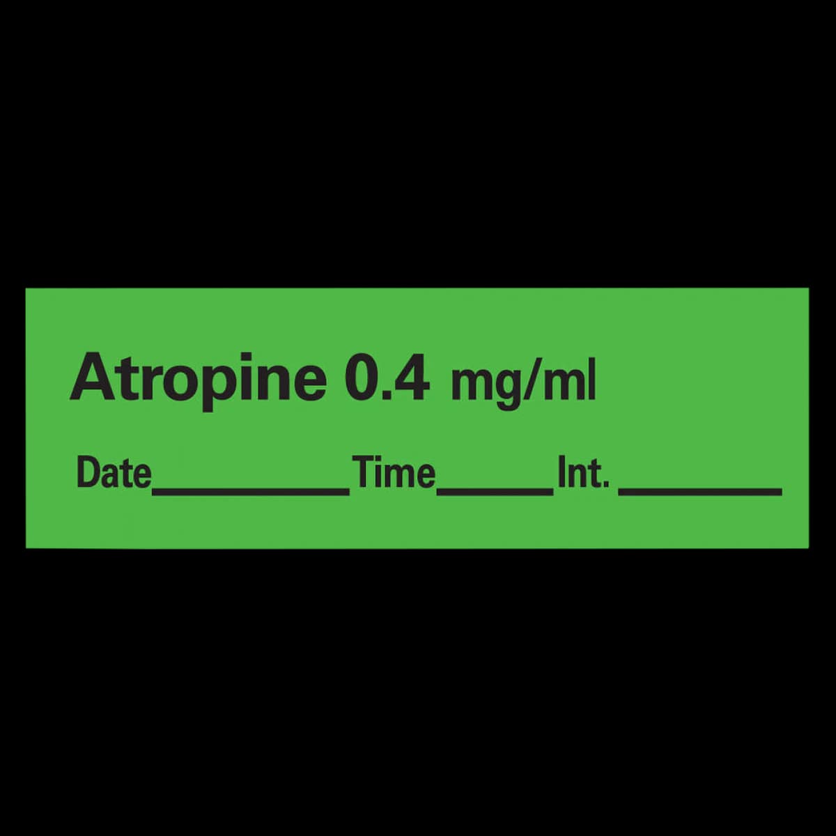 Label Atropine 0.4mg/mL Green Anesthesia Tape DTI, 1/2" x 500', 1/Roll - Label Atropine 0.4mg/mL Green - Image 1