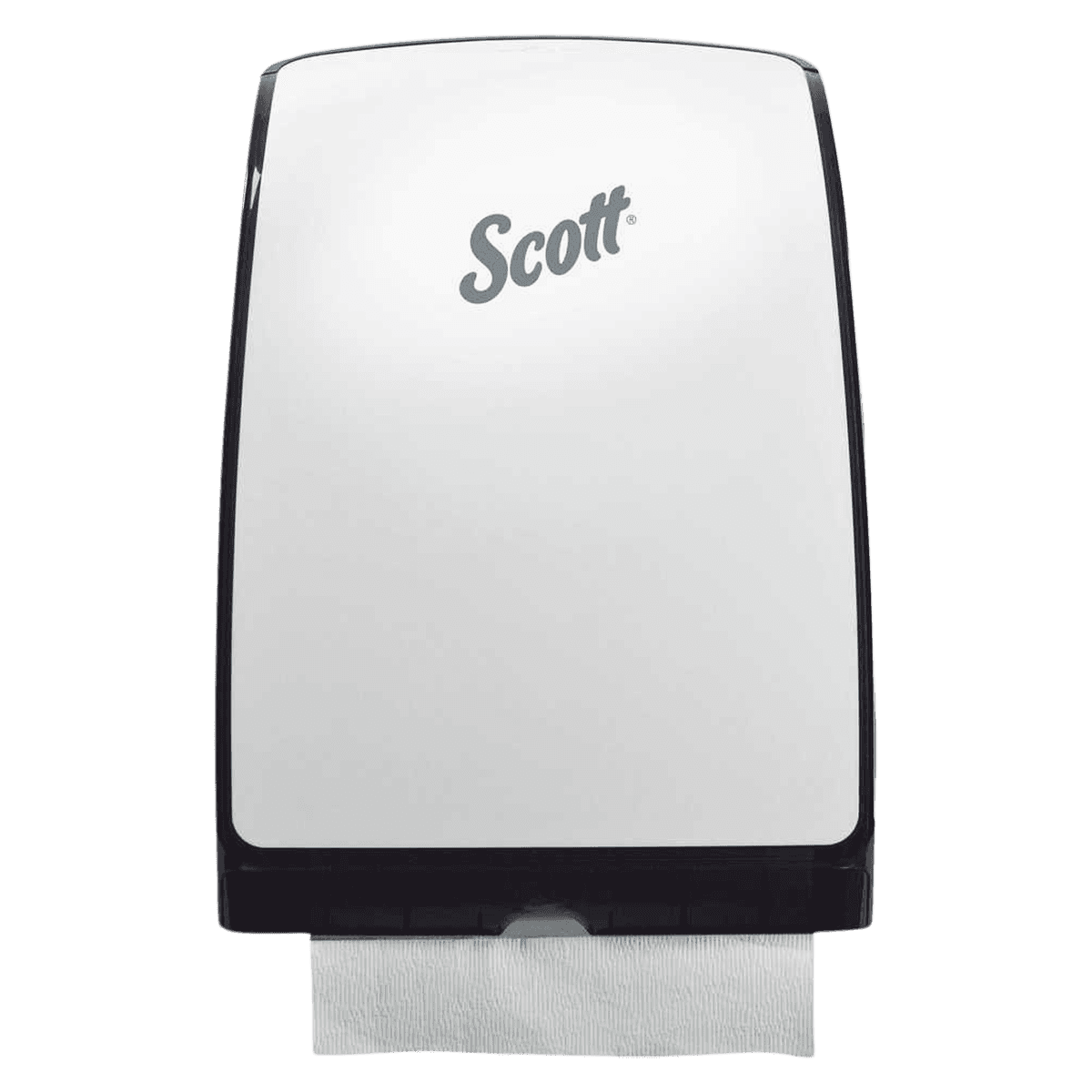 Scott Slimfold Folded Paper Towel Dispenser, White, Wall Mount, Holds 225 Towels, 1/Pk - Scott White Slimfold Towel Dispenser with Clear Vertical Window, 1/Pk - Image 1