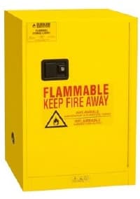 Durham Manufacturing Flammable Storage Cabinet, Manual Door, 1 Shelf, Heavy Duty Steel, Keyed Lock/Padlock Bracket, Yellow - Cabinet Flammable Safety Yllw - Image 1