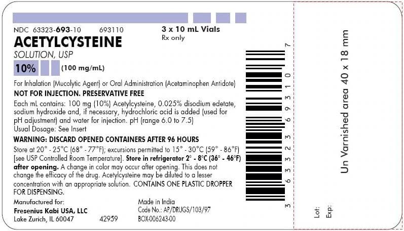 Acetylcysteine Inhalation Solution 10%, 10 mL Vial, 3/Package - Acetylcysteine Solution 10mL - Image 1