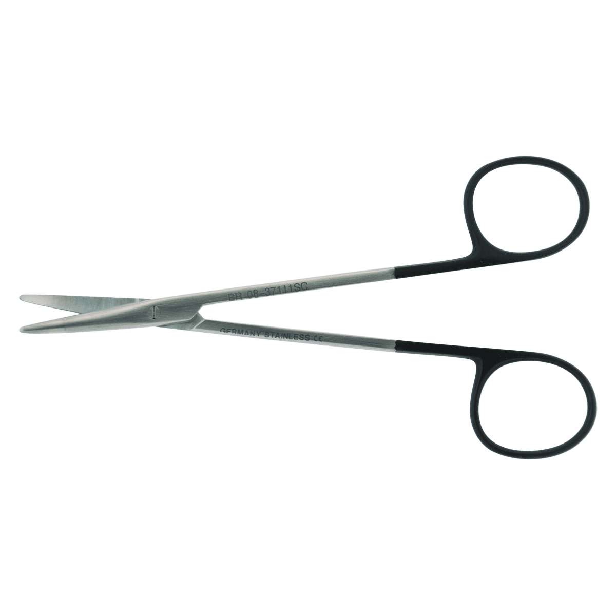 BR Surgical SuperCut Baby Metzenbaum Strabismus Scissors, Curved, 4-1/4" (10.8 cm), Stainless Steel, Non-Sterile, Reusable, Each - Scissor Stbs Metz Bl/Bl SC - Image 1