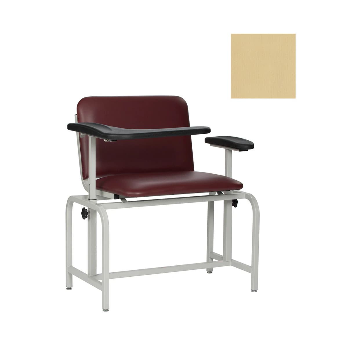Winco Mfg Blood Draw Chair, XL Bariatric Flip, Champagne Steel, 450 lb Capacity - Chair Blood Draw XL Bari Flip - Image 1