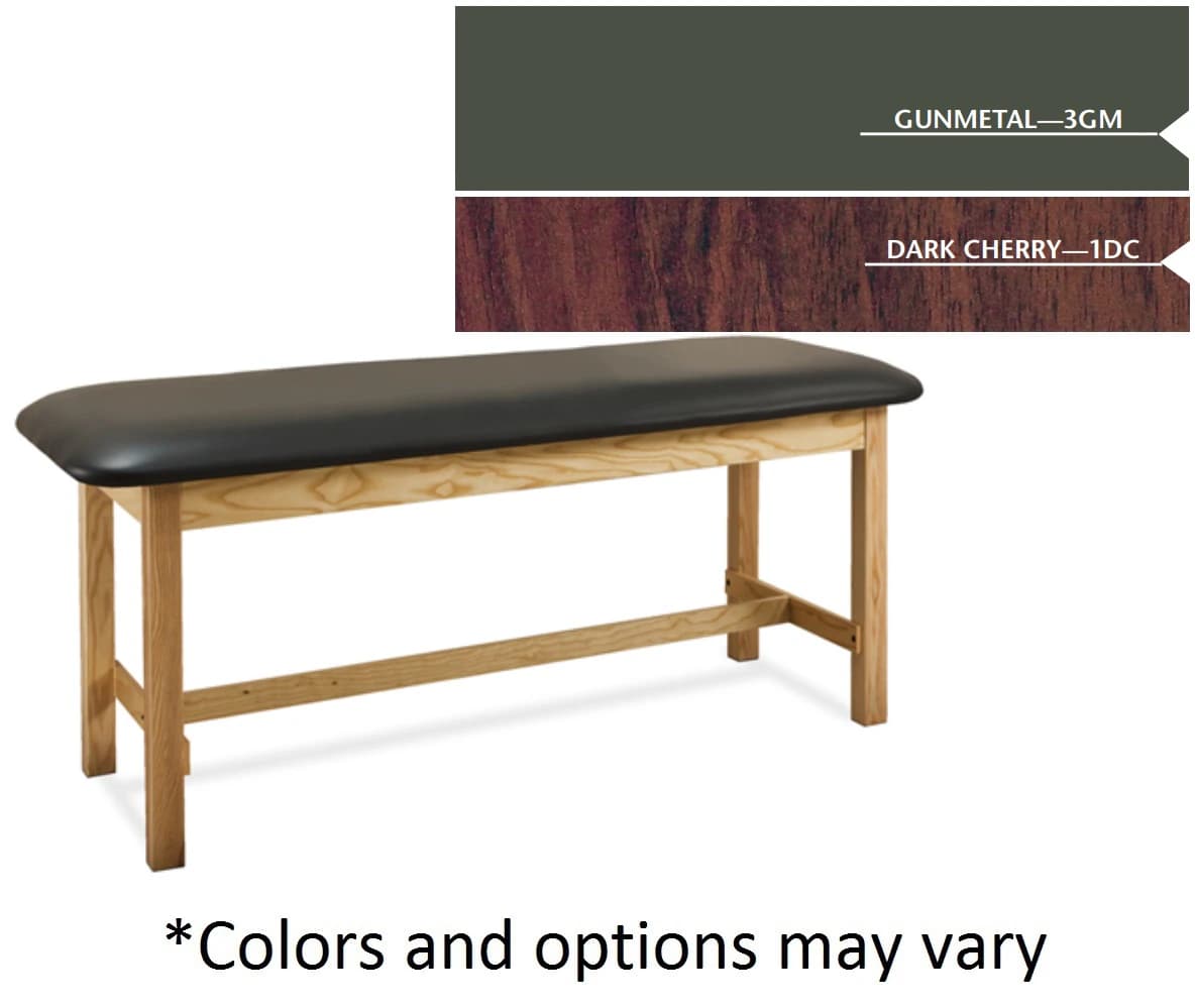 Clinton Industries Classic Series Straight Line Treatment Table, Flat Top, 27" Wide, Dark Cherry, Gunmetal Frame, 400 lb Capacity - Table Exam 27"Flat Top DrkChry - Image 1