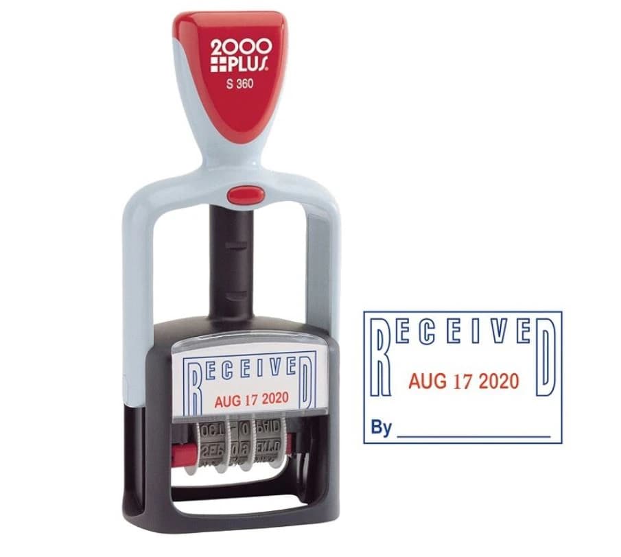 ACCU-STAMP 2-Color Self-Inking "Received" Message Stamp, Blue/Red, Each - Stamp Received Self Inking - Image 1