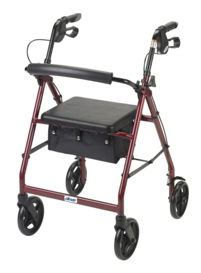 Drive Medical Designs Rollator Walker with Red Basket, 300 lb Capacity, 7.5" Casters - Rollator Walker w/Red Basket - Image 1