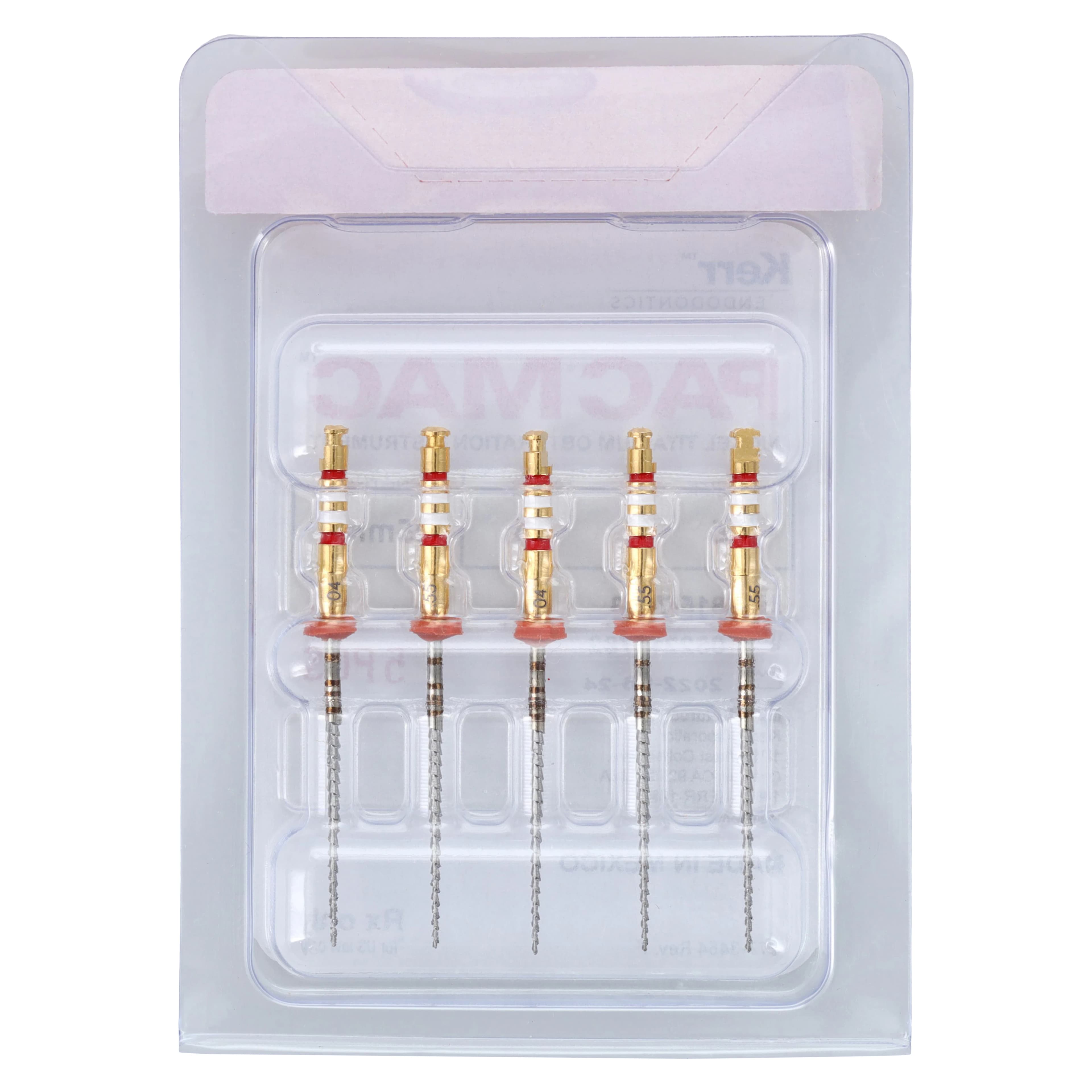 Kerr PacMac Engine-Driven NiTi Gutta-Percha Condenser, #55, .04 Taper, 25mm, Red, 5/Pk, 815-7533 - PacMac Condensers 55/.04 25mm 5/Pk - Image 1