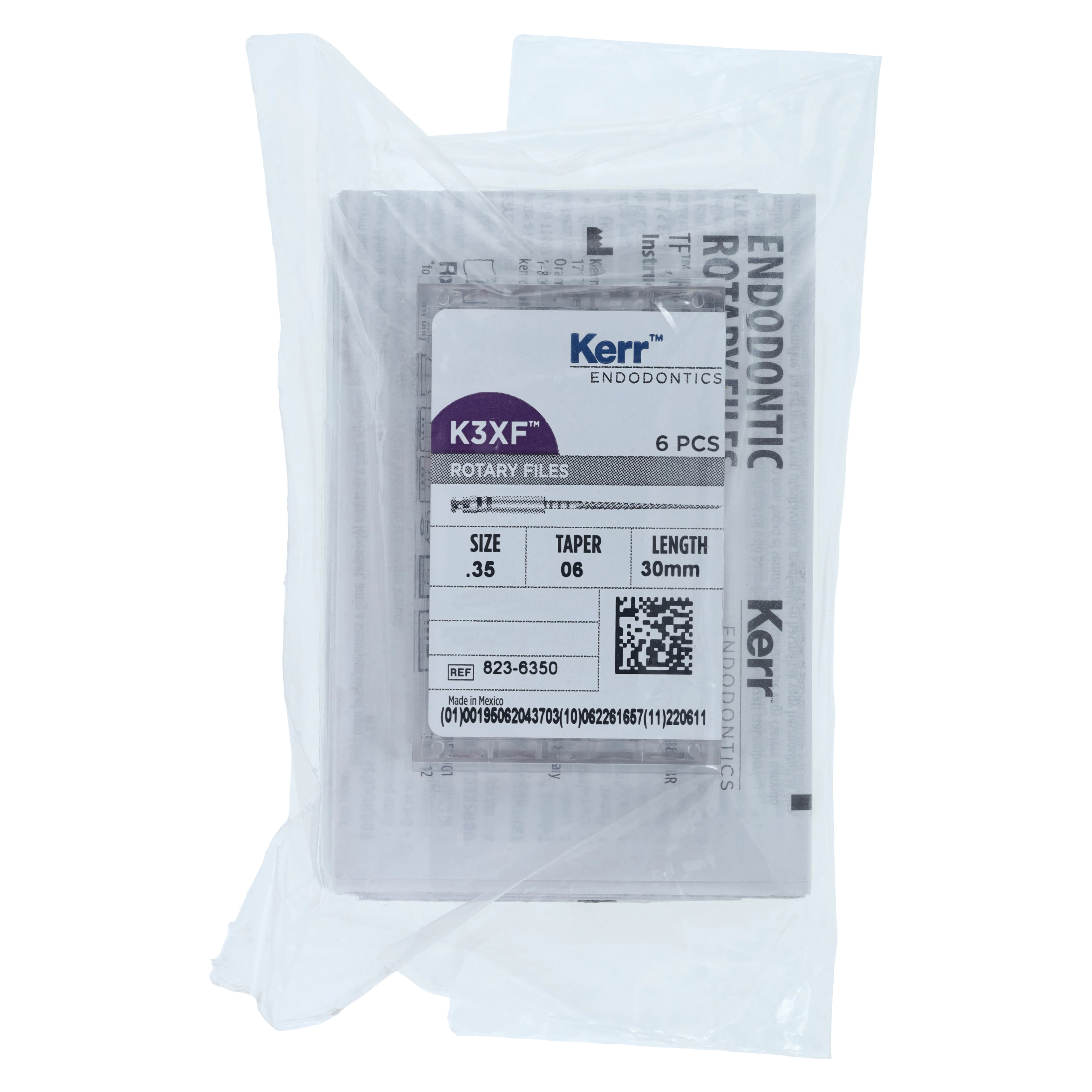 Kerr K3XF NiTi Rotary File, #35/.06 Taper, 30mm, Green, 6/Pk, 823-6350 - K3 XF File .35/.06 30mm 6/Pk - Image 1