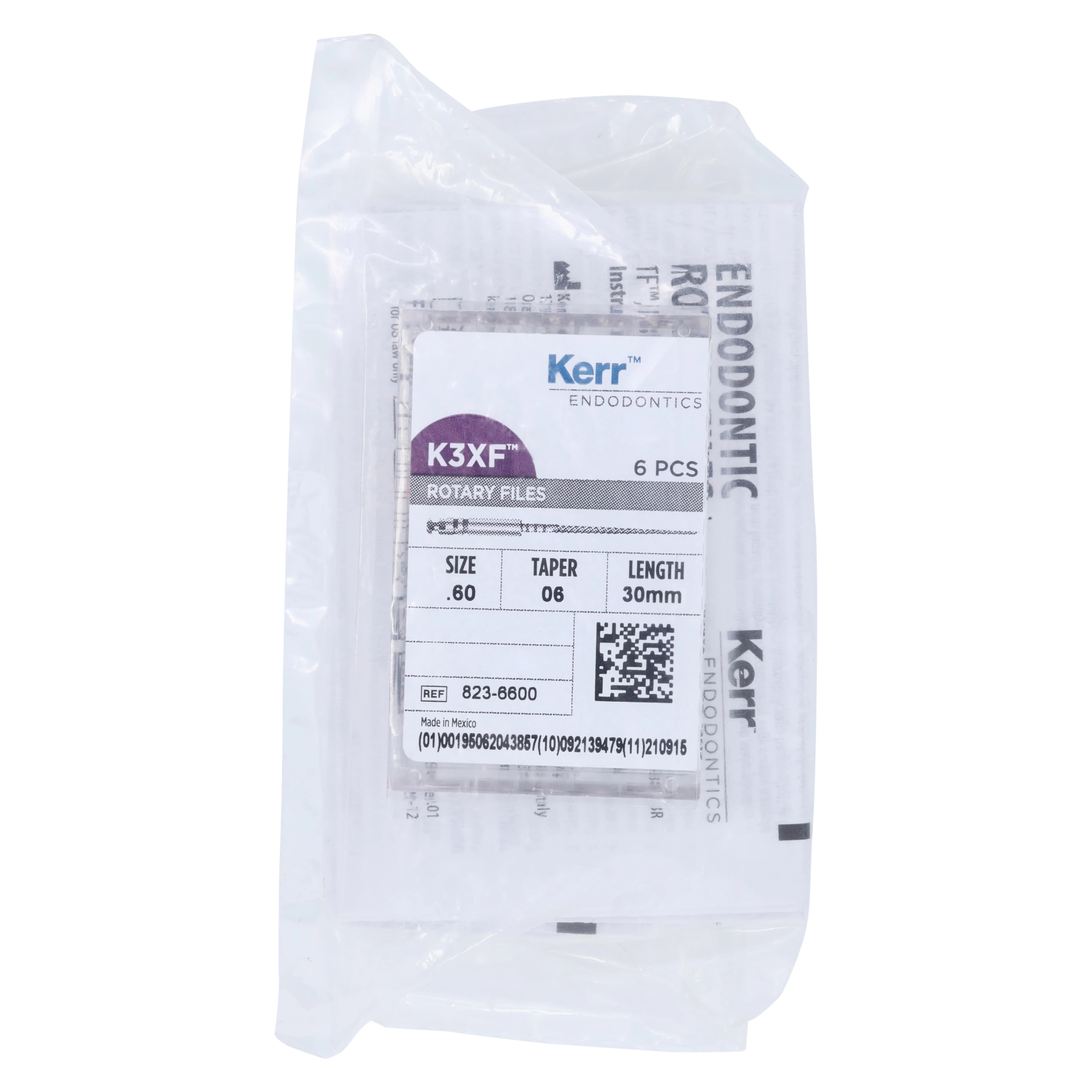 Kerr K3XF NiTi Rotary File, #60/.06 Taper, 30mm, Blue, 6/Pk, 823-6600 - K3 XF File .60/.06 30mm 6/Pk - Image 1