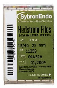 Kerr (SybronEndo) Hedstrom Files, Stainless Steel, 30 mm, Size #35, Green, 6/Pk, 12826 - Sybron Endo, Hedstrom Files, Stainless Steel, 30 mm, # 35, Green, 6/Pk - Image 1