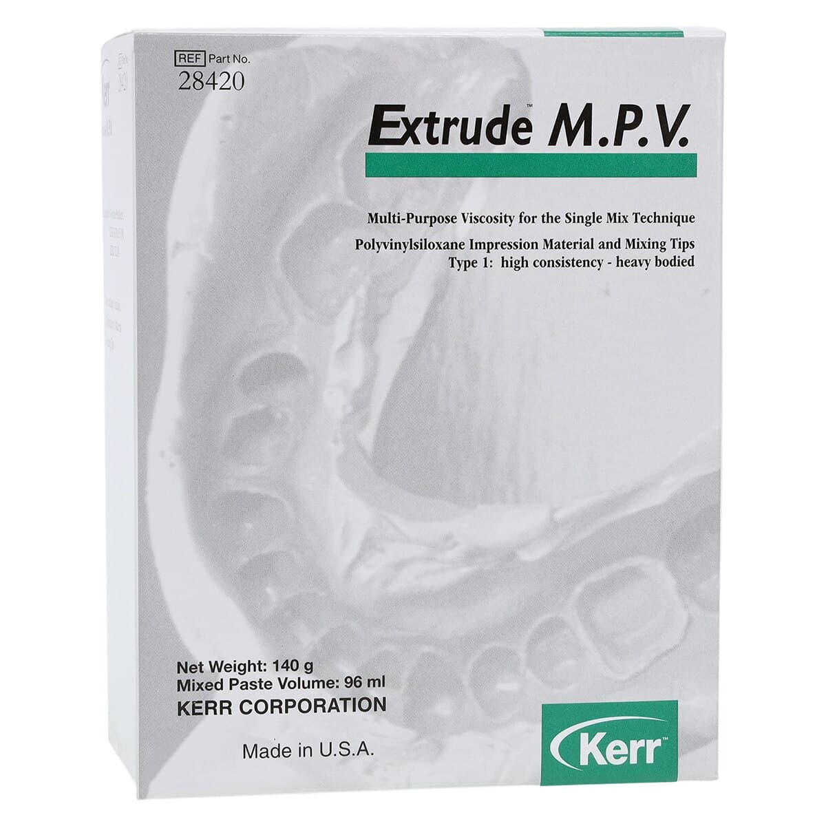 Kerr Extrude VPS Impression Material, Monophase M.P.V., Dark Green, 50 mL Cartridges, 2/Pk - Extrude® VPS Impression Material - Monophase M.P.V. - Dark Green - Image 1