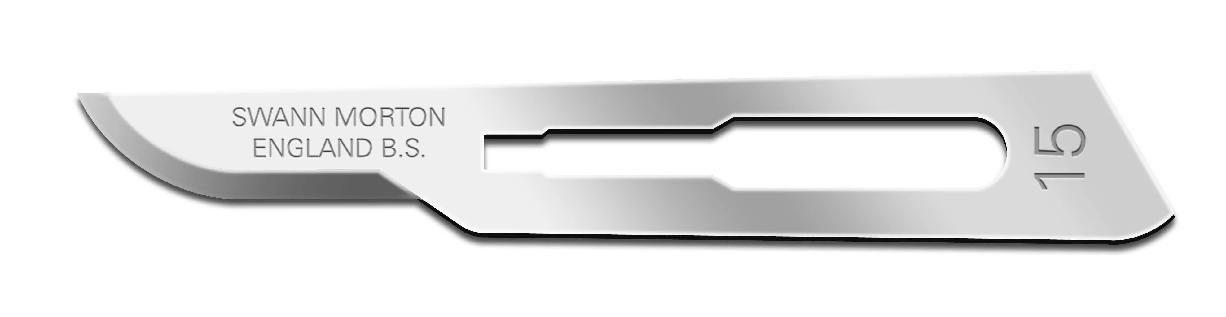 Swann Morton No. 15 Surgical Scalpel Blades, Stainless Steel, Sterile, 100/Box - Swann Morton No 15 Surgical Blades - Image 1