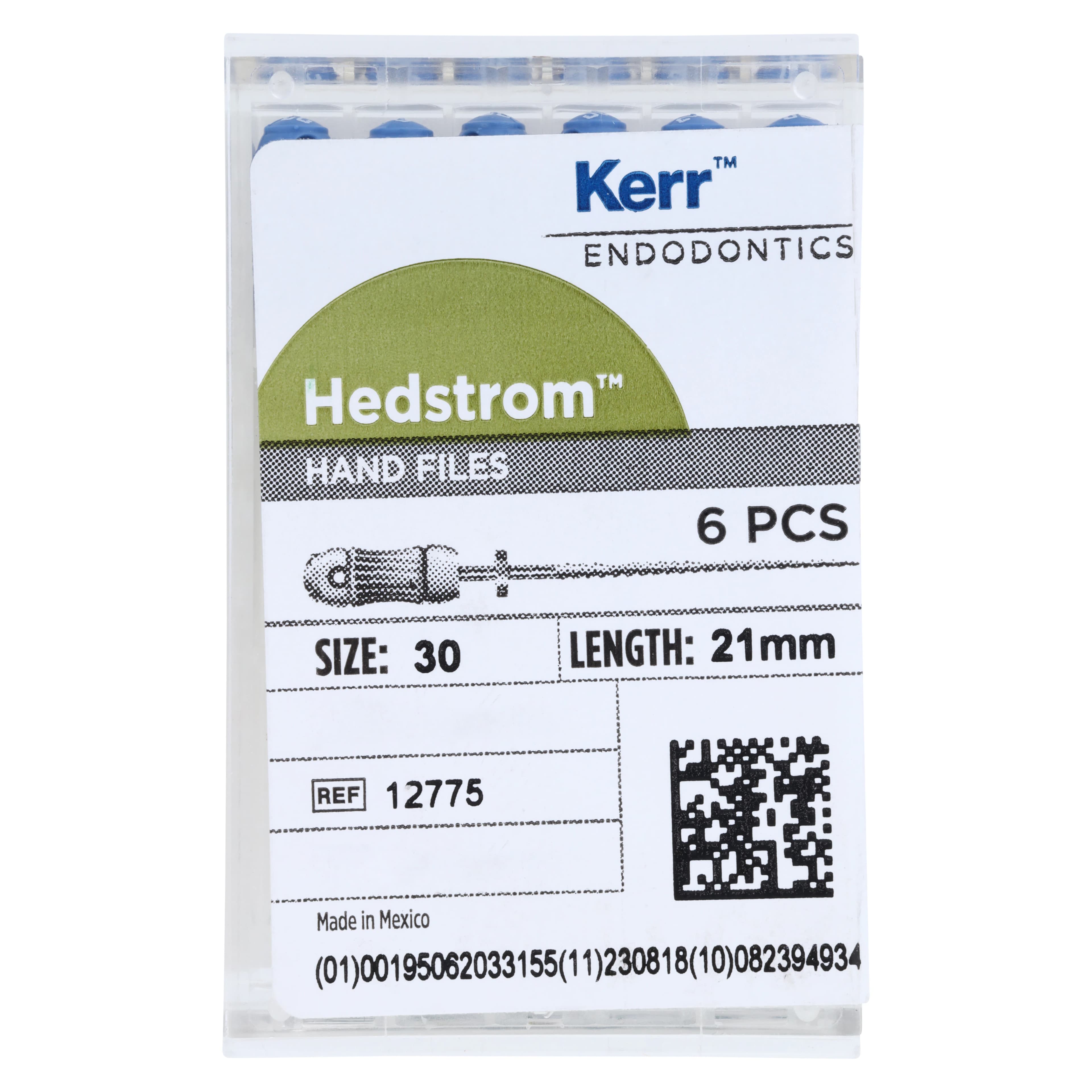 Kerr Endodontics Hedstrom Files, Stainless Steel, 21 mm, #30, Blue, 6/Pk, 12775 - Sybron Endo, Hedstrom Files, Stainless Steel, 21 mm, # 30, Blue, 6/Pk, 12775 - Image 1
