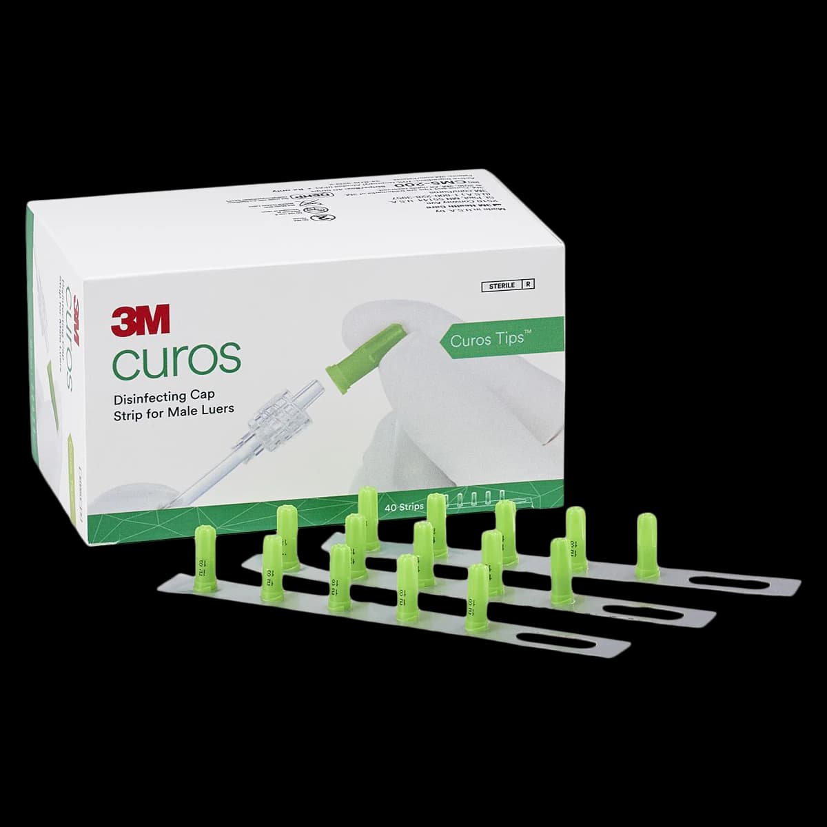 3M Curos Disinfecting Cap Strip for Male Luer Connections, 5 Tips/Strip, 40 Strips/Box, CM5-200 - 3M CUROS TIPS CM5-200 - Image 1