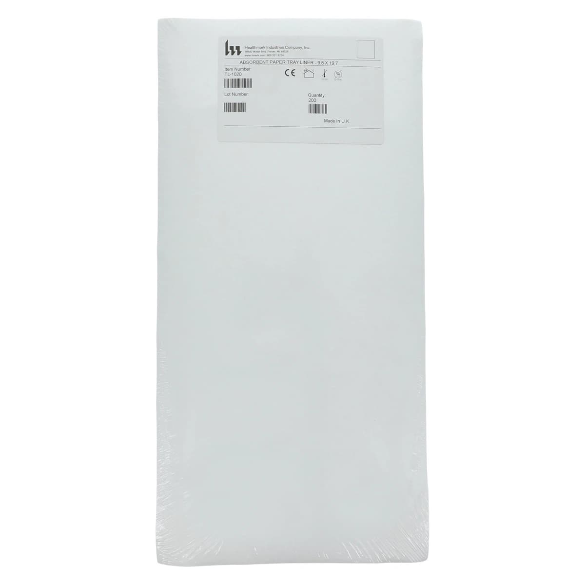 Healthmark UnderGuard Tray Liner Paper, 9.8 in x 19.7 in, White, Disposable, Non-Sterile, 200/Box - Liner Tray Paper UnderGuard - Image 1