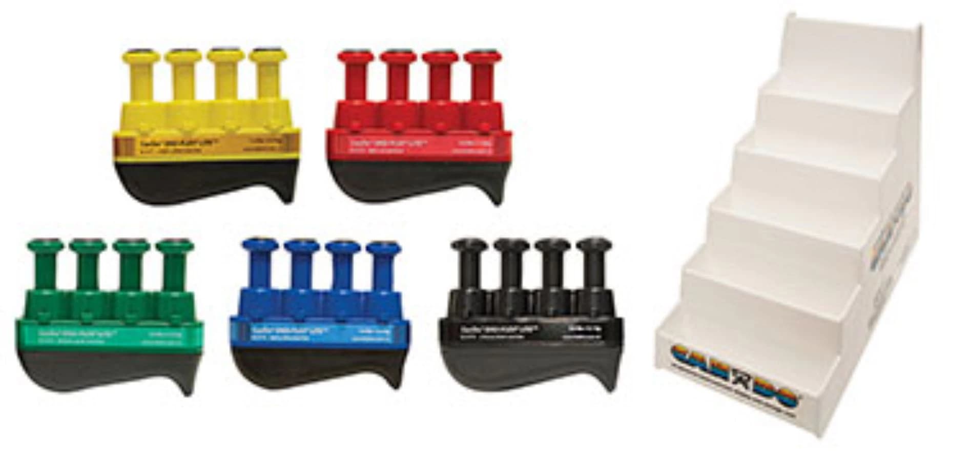 CanDo Digi-Flex Lite Hand Exerciser with Plastic Stand, Assorted Colors, 5/Box - Digi-Flex Lite W/Plastic Stand - Image 1