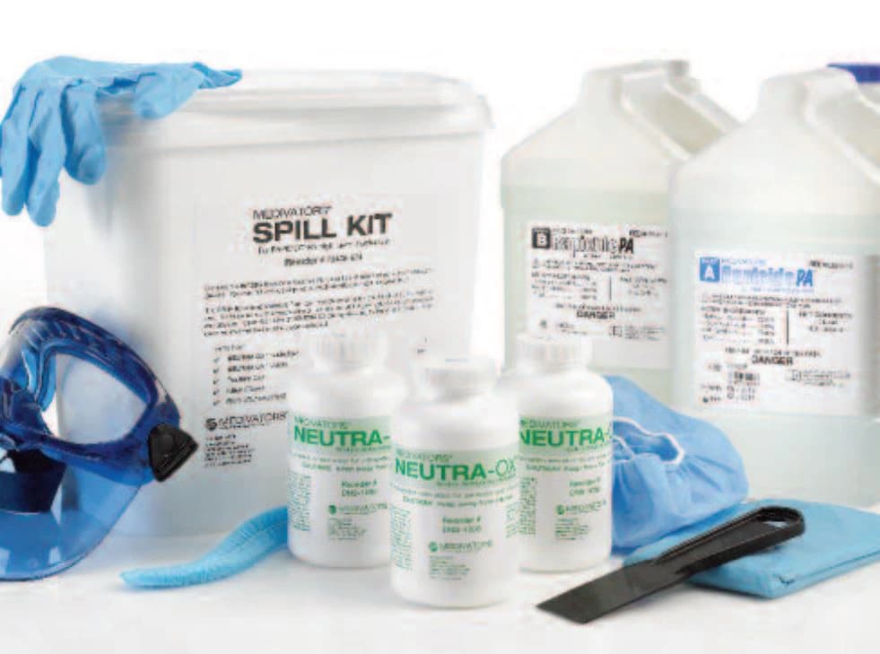 Medivator Rapicide Spill Kit, White, Non-Sterile, with Neutralizer, Gloves, Cap, Knife, Goggles, Shoe Covers, and Gown, Each - Medivator Spill Kit - Image 1