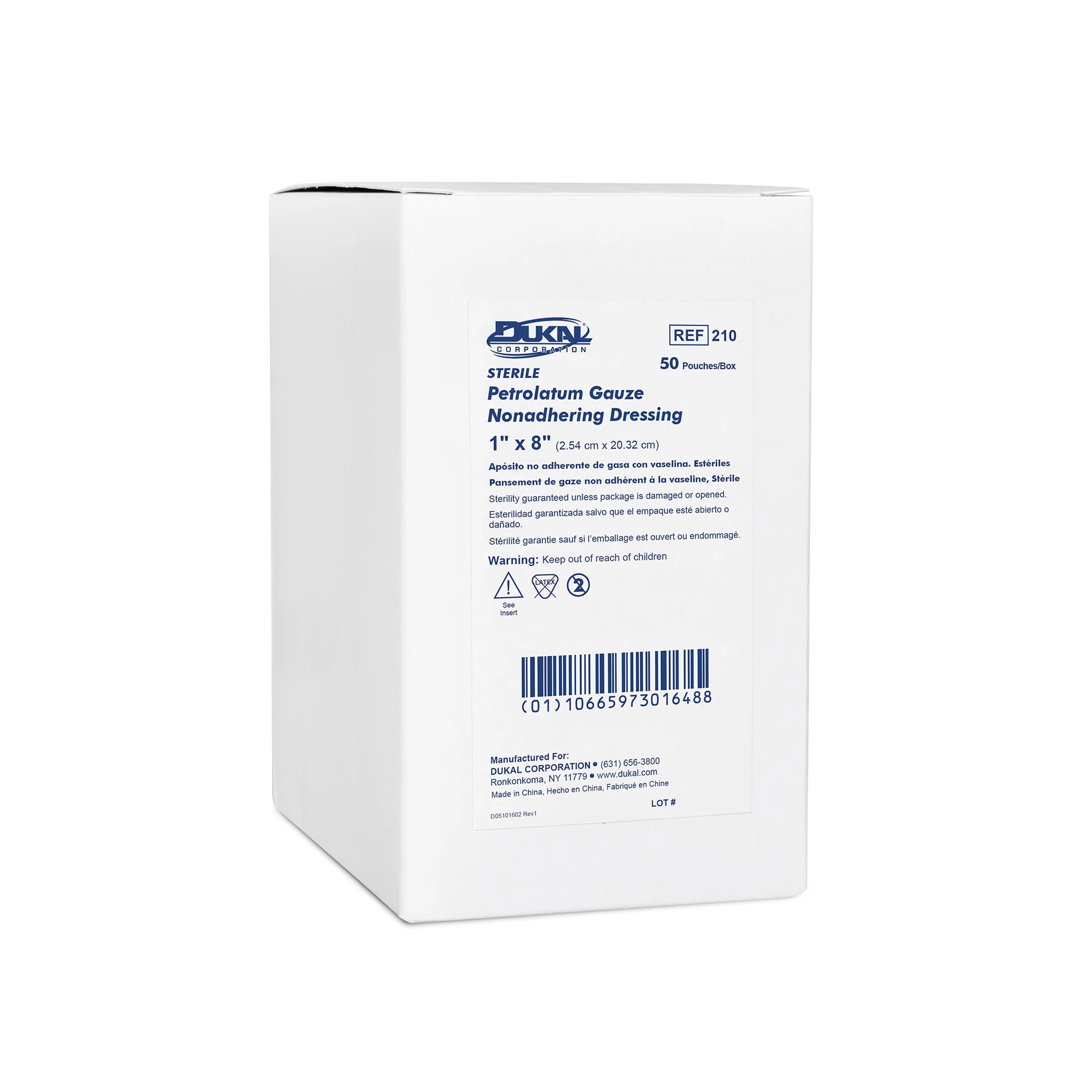 Dukal Petrolatum Gauze Dressing, Sterile, 1" x 8", 12 per Box - Dressing Petrolatum Gauze - Image 1