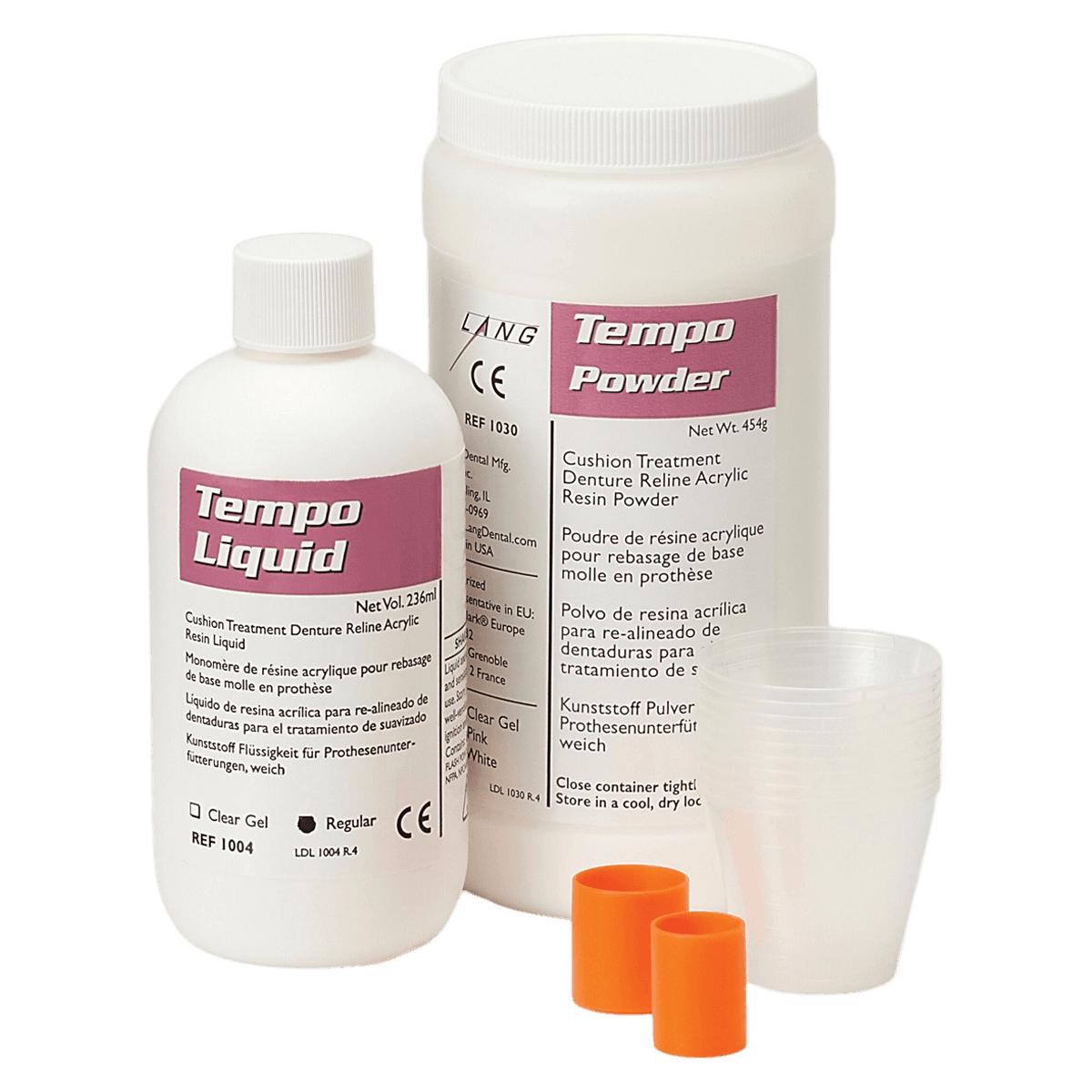 Lang Dental Tempo Package Reline Material, Clear, 1 lb Package - Tempo Package Reline Material - Image 1