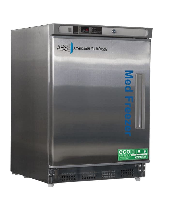 American Biotech Supply Undercounter Laboratory Freezer, 4.2 cu ft, Solid Door, Left Hinge, Manual Defrost, -15 to -25C - Freez Undrctr Ss Bi S 4.2CF LH - Image 1
