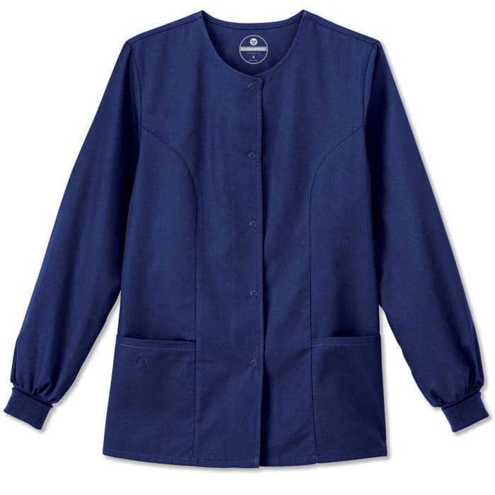 White Swan Fundamentals Warm-Up Jacket, Ladies Snap Front, New Navy, Small, 28 in, 65% Polyester/35% Cotton - Jacket Ladies SnapFront WarmUp - Image 1