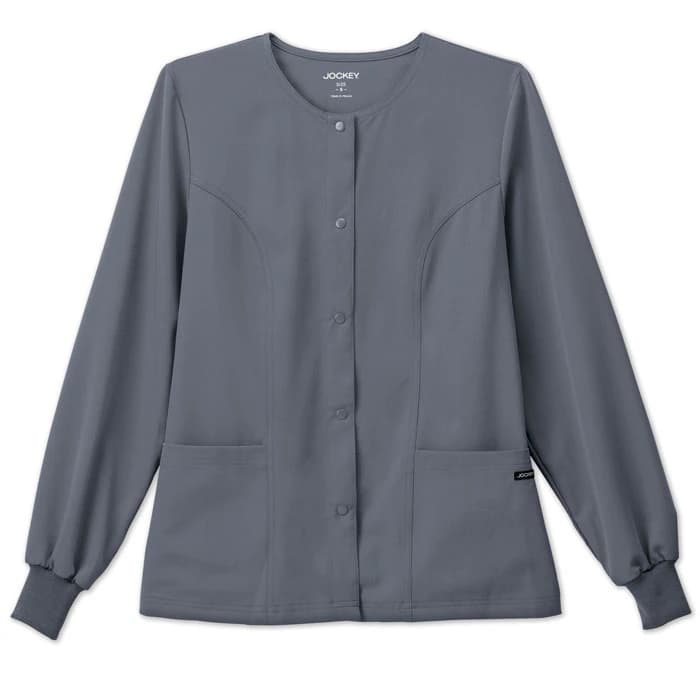 Jockey Warm-Up Jacket, Women's Snap Front, 2X Large, Pewter, 72% Polyester / 21% Rayon / 7% Spandex - Jacket Ladies Snap Front - Image 1